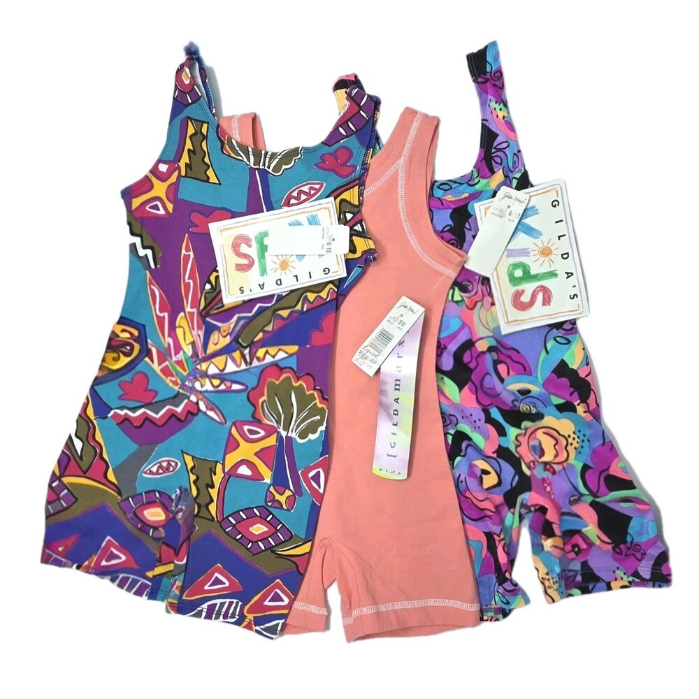 Gilda Marx Kids VTG Lot of 3 Cotton & Lycra Biketard Unitard Girls Size M 8-10